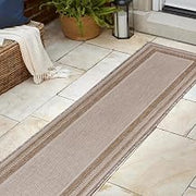 JONATHAN Y Border Stripe Indoor Outdoor Runner Rug 2X8 Beige/Cream, Beckett Classic Casual for Backyard, Patio, Porch, Easy-Cleaning, High Traffic, Pet-Friendly, Non-Shedding (TSN208A-28)