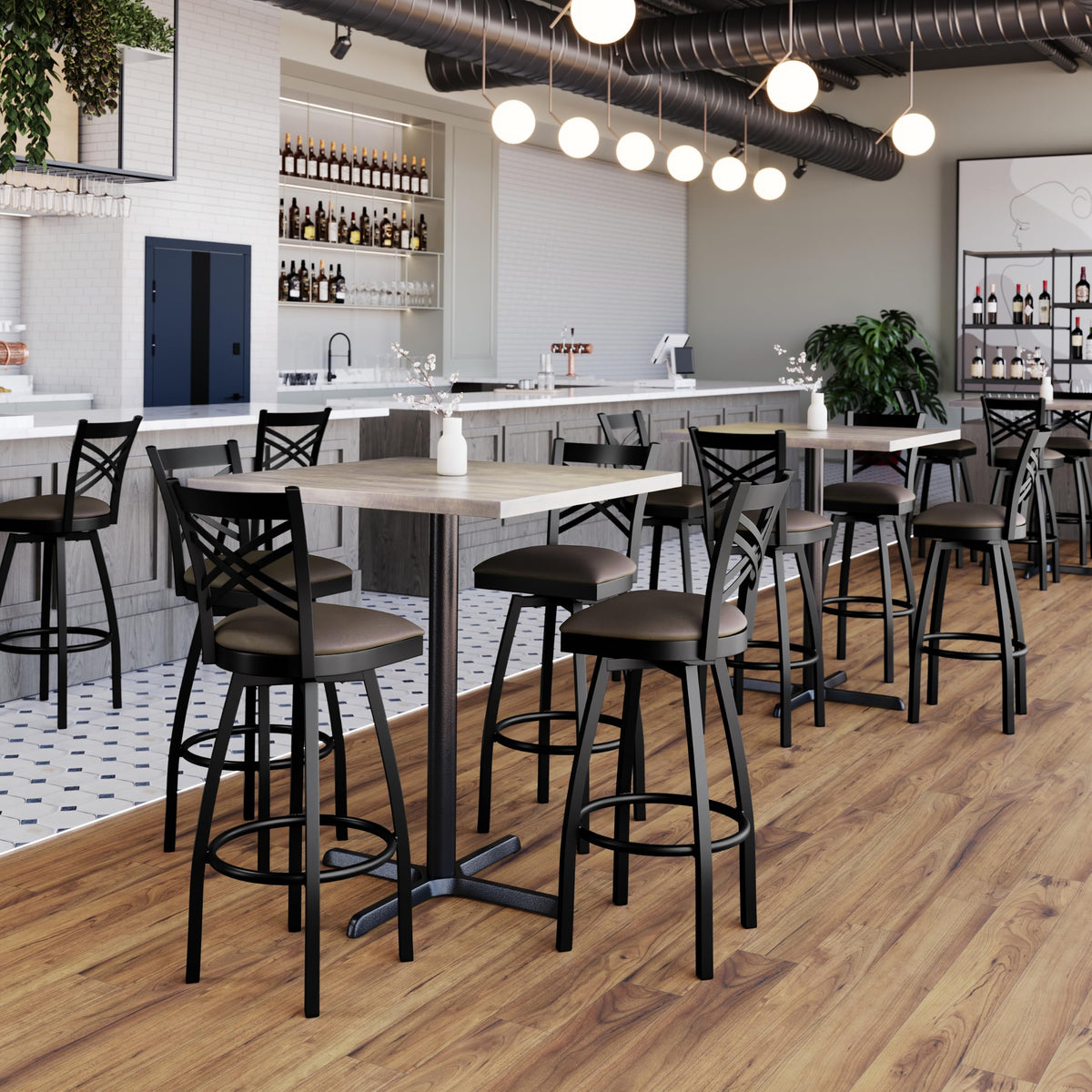 Flash Furniture Mocha Vinyl Seat/Black Metal Frame / Set of 1 / Traditional Barstools