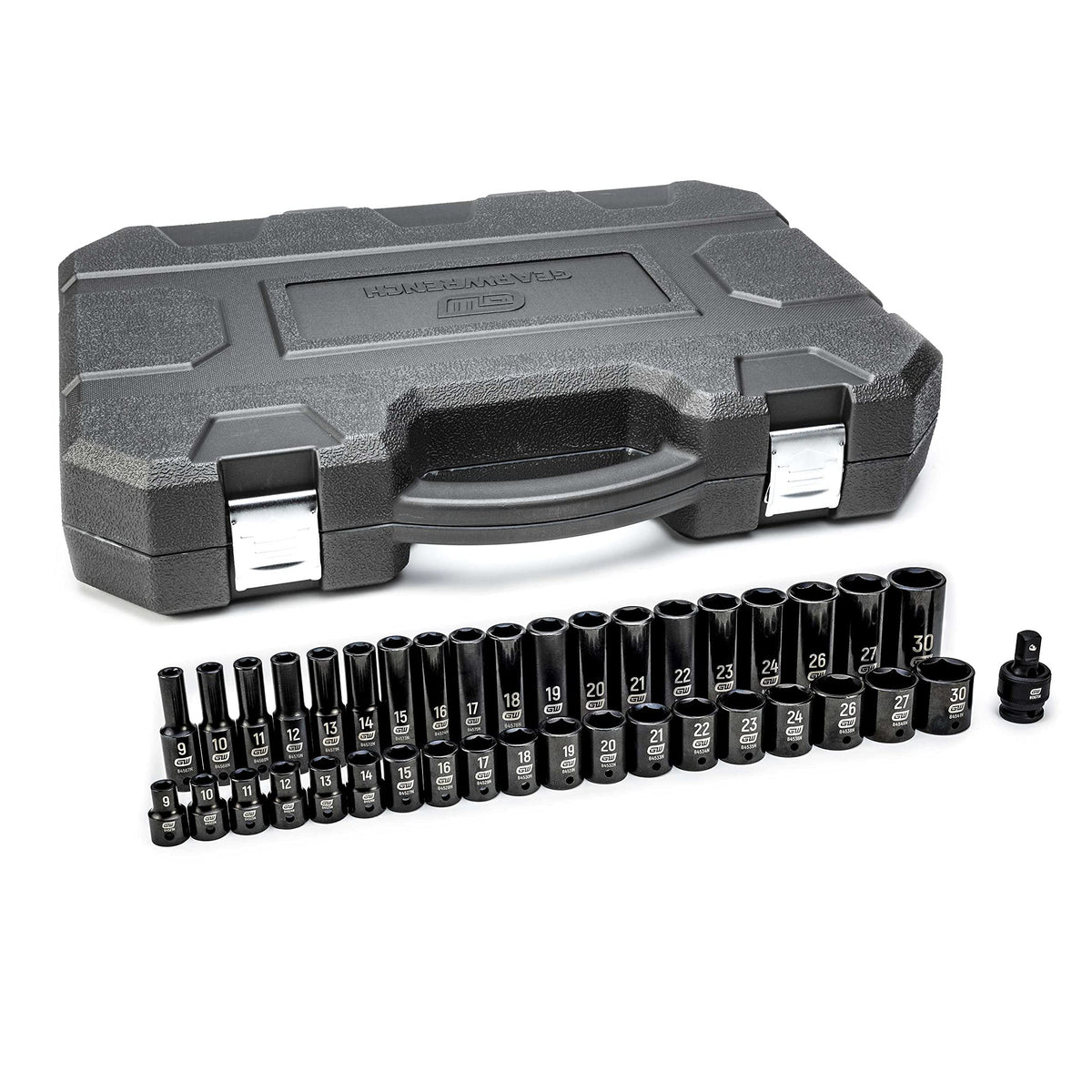 39 Piece 1/2" Dr Standard/Deep Impact Metric Socket Set by GEARWRENCH – Metric, Chrome Molybdenum Steel, Black, Model 84948N