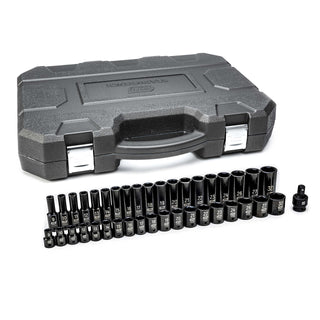 39 Piece 1/2" Dr Standard/Deep Impact Metric Socket Set by GEARWRENCH – Metric, Chrome Molybdenum Steel, Black, Model 84948N