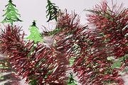 PMU Christmas Trees Tinsel Garland 9' Red and Green Pkg/1