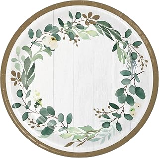 Creative Converting 346145 Eucaplytus Border Luncheon Paper Plates, 8 count, 10", Multi-color