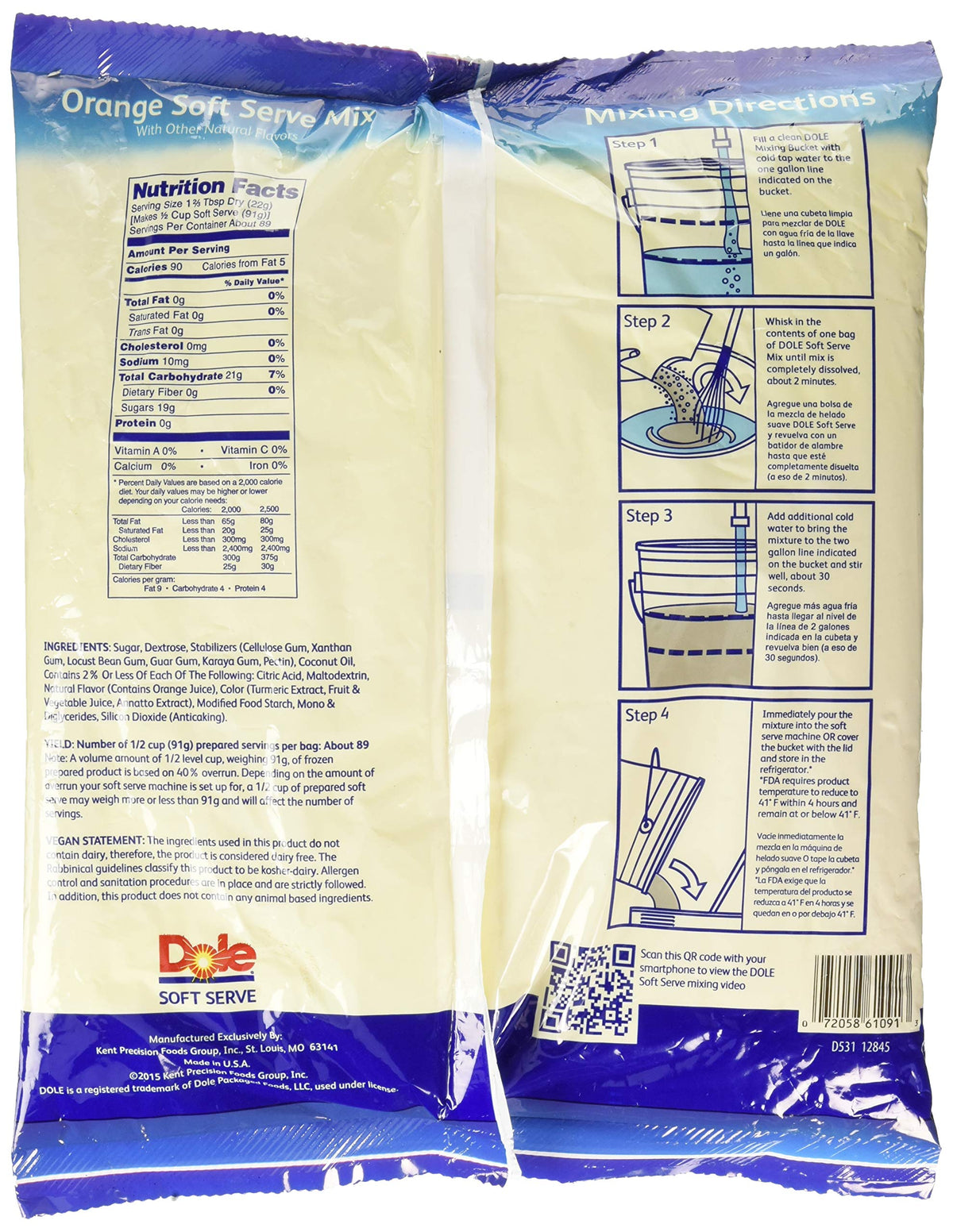 Soft Serve Mix by Dole – 4.40 Pound, Model P7710