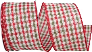 Reliant Ribbon 93171W-985-40F Holiday Country Plaid Value Wired Edge Ribbon, 2-1/2 Inch X 10 Yards, Red/Green