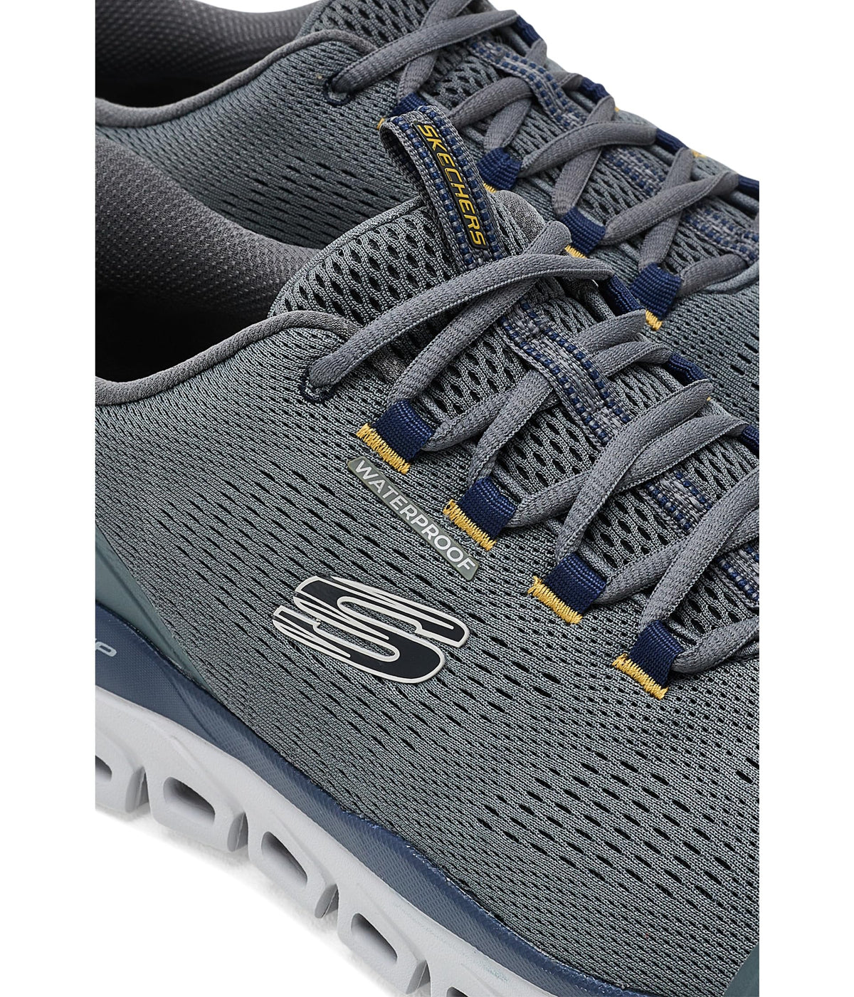 Men's Waterproof Glide-Step Sorran Hands Free Slip-in by Skechers – Mesh, Gray/Multi, Model 233014