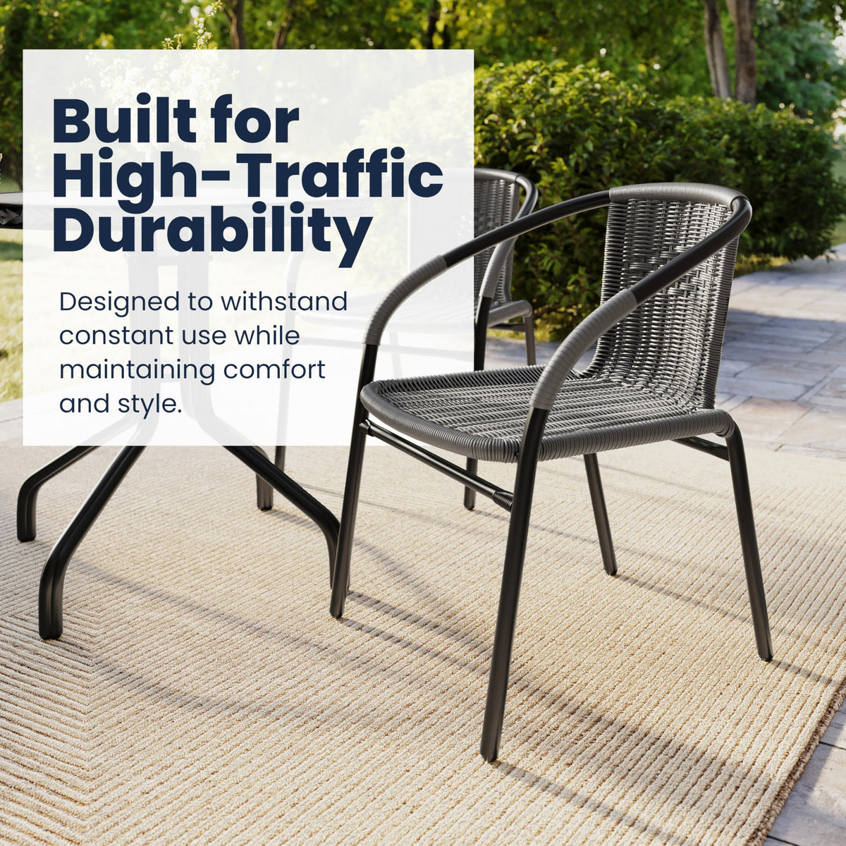 Flash Furniture Grey / Set of 1 / Contemporary Patio Dining Chairs