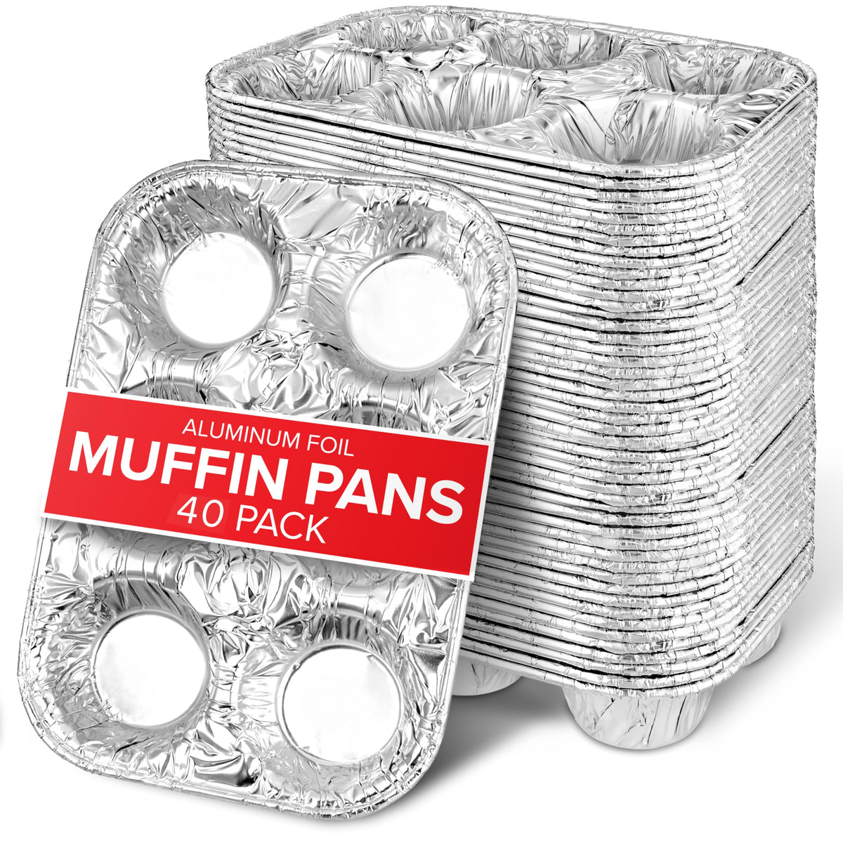 Stock Your Home 40 / 1 Count Pack of 40 / Silver Muffin & Cupcake Pans