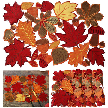 Tudomro Embroidered Fall Placemats, 11 x 17 Inch, Set of 6
