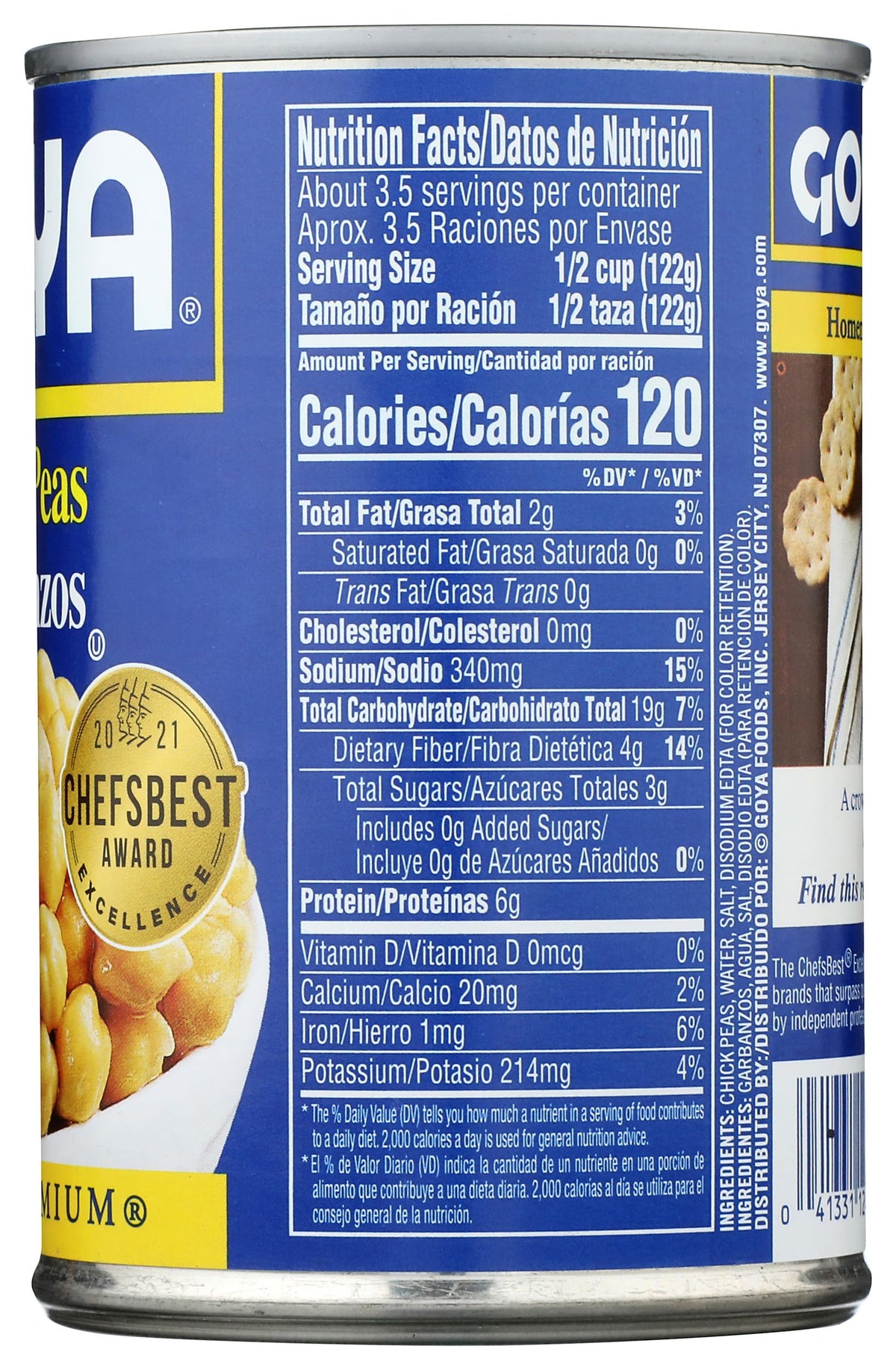 Goya Peas / 15.5 Ounce (Pack of 1) / 1 Garbanzo Beans