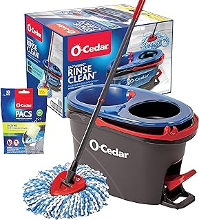 O-Cedar RinseClean Microfiber Spin Mop & Bucket Floor Cleaning System with Citrus Pac (Variety Pack)