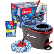 RinseClean Microfiber Spin Mop & Bucket Floor Cleaning System with Citrus Pac (Variety Pack) by O-Cedar – RC W/Citrus PACS, Microfiber, Blue