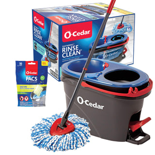 RinseClean Microfiber Spin Mop & Bucket Floor Cleaning System with Citrus Pac (Variety Pack) by O-Cedar – RC W/Citrus PACS, Microfiber, Blue