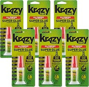 Krazy Glue All Purpose Brush-On Superglue, 5 g, 6 Count, Quick Dry, No-Clog Adhesive for Ceramic, Plastic, Wood, Glass, Porcelain, Metal, Leather & More, Clear, Holds Over 1000 Lbs*