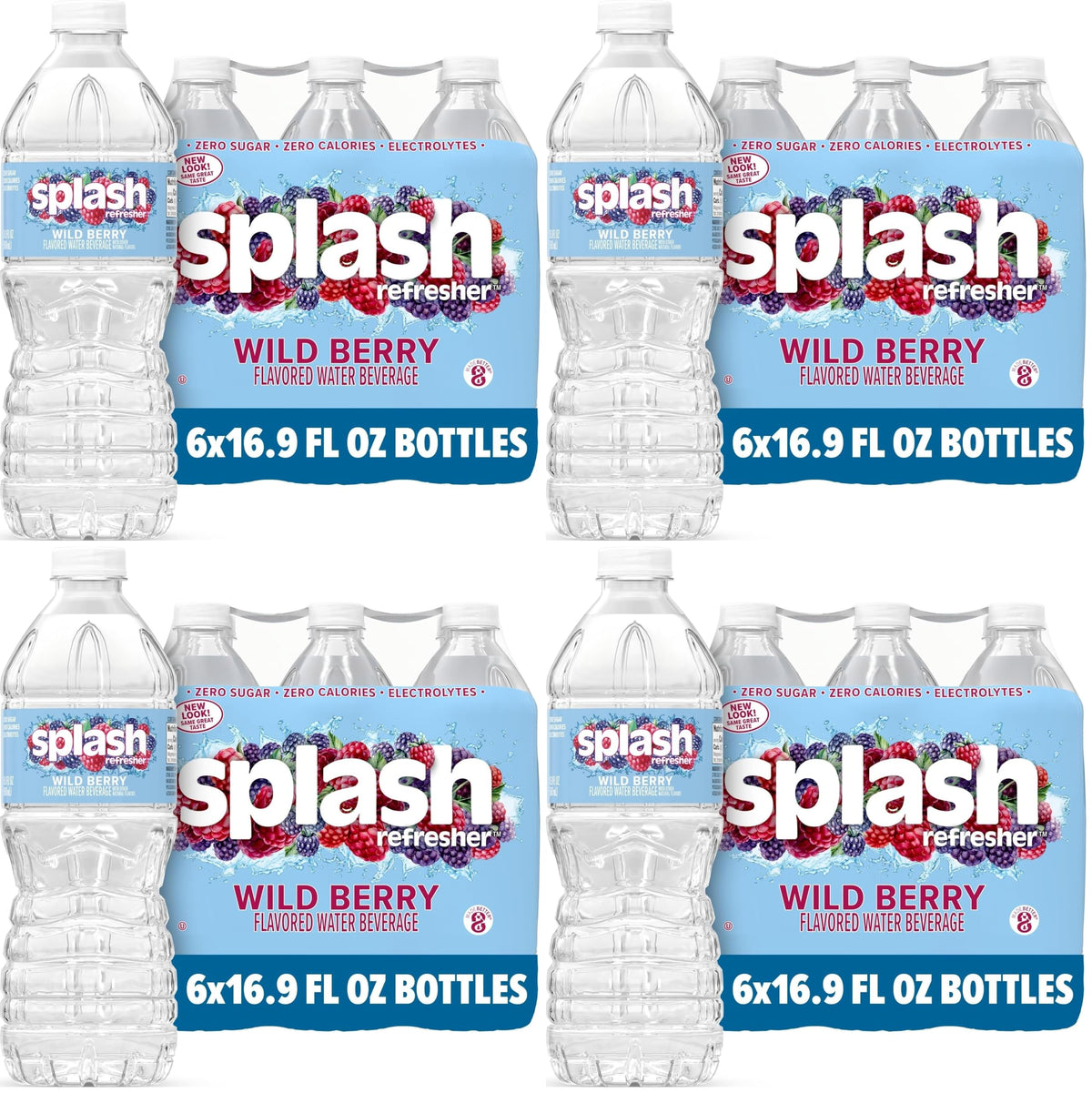 Splash Refresher Wild Berry | 16.9 Fl Oz | Plastic Bottle | 24 Pack by SPLASH BLAST – 16.9 Fl Oz (Pack of 24), Clear, Model H-3044