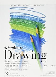 Strathmore 200 Series Tape Bound Drawing Pad, 64 lb. Drawing Paper, 9 X 12 inches, White, 40 Sheets (25-009)