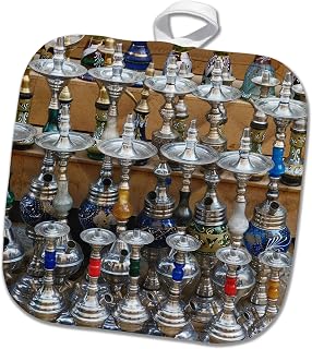 Market, Hookah Pipes in Sidewalk Shop, Luxor, Egypt-AF14 AJE0223 - Adam Jones 8x8 Potholder