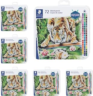 STAEDTLER Colored Pencils Set 6-Pack (6 Sets of 72 pcs) - Ergonomic Triangular Barrel, Smooth 4mm Lines, Wood - 72 Vibrant Colors in Tin, for Artists & Students, 432 Count