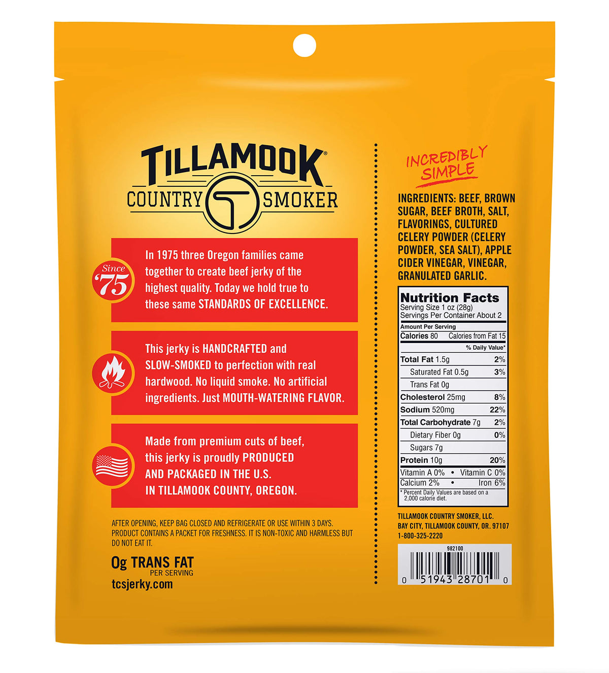 TILLAMOOK COUNTRY SMOKER Old Fashioned / 2.5 Ounce (Pack of 3) / 1 Jerky