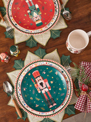Bico Christmas Soldier Salad Plates, 8.75 Inch Ceramic, Set of 4