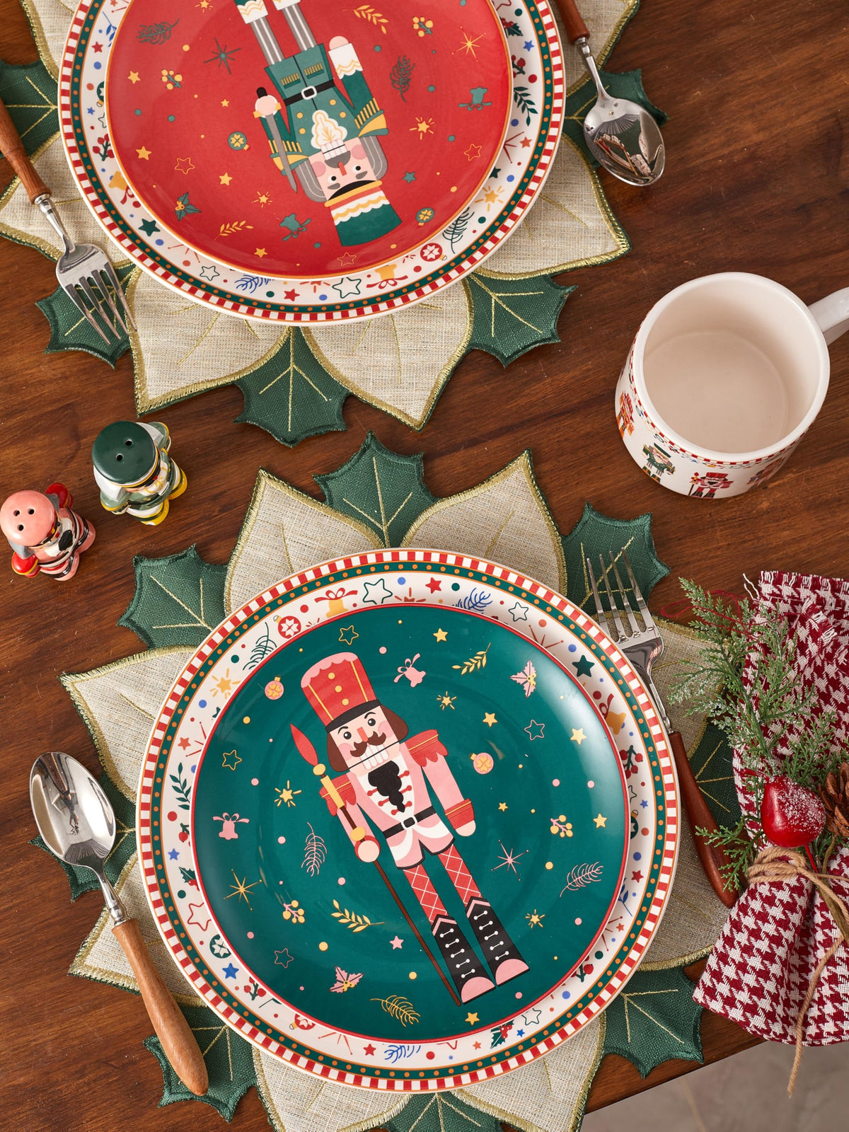 Bico Christmas Soldier Salad Plates, 8.75 Inch Ceramic, Set of 4