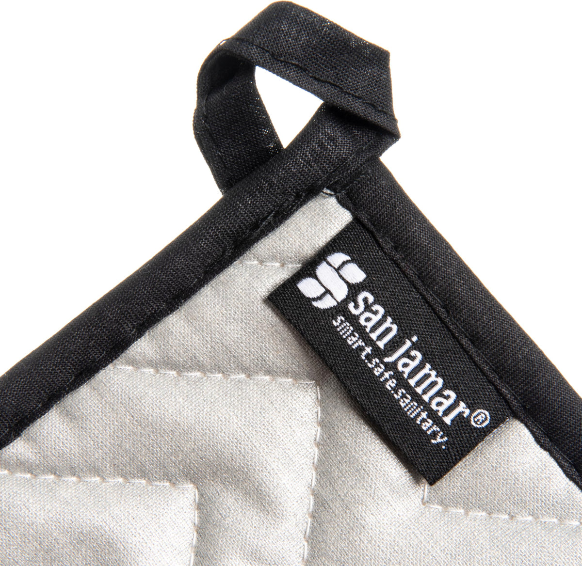 Carlisle FoodService Products Silicone Pot Holder by San Jamar – 7" x 7", Cotton/Silicone, Silver, Model 802SPH
