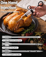 Wekayli Meat Injector Syringe Kit, 12 Piece Set, Black