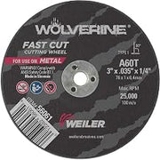 Weiler 56061 3-Inch Cutting Wheel, Wolverine AO Steel/Metal Fast Cut, Value Cutting, 0.035" A60T Type 1 1/4" Arbor