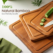 Astercook Bamboo Cutting Board Set with Stand, Deep-Carbonized, 3 Piece
