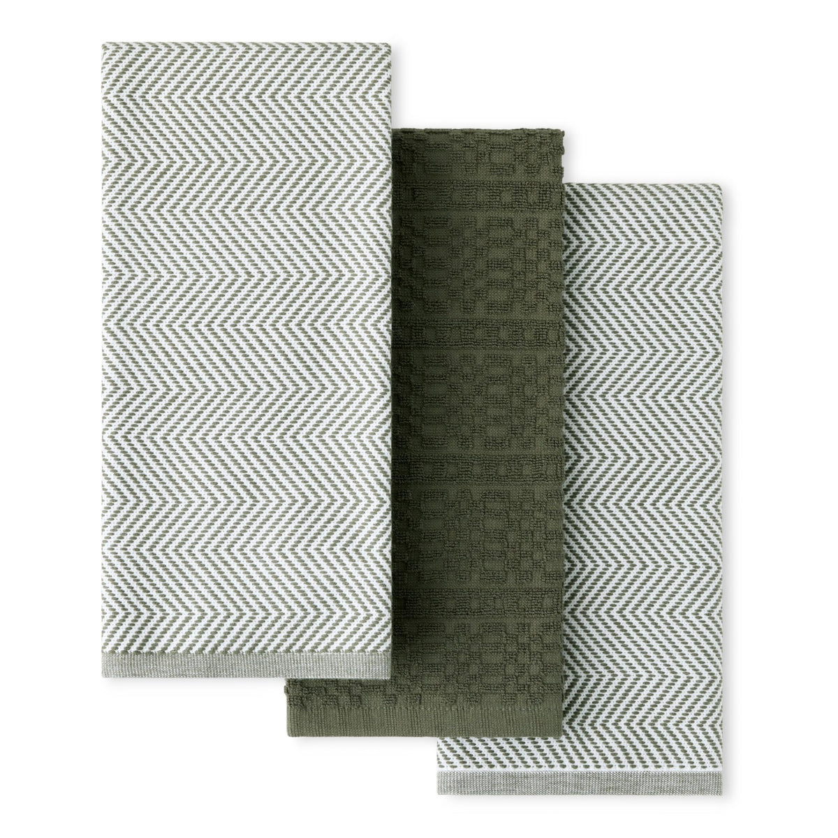 KitchenAid Evergreen Textured Towels, Oversized 18x28 Inch, Deep Forest Green 3-Pack