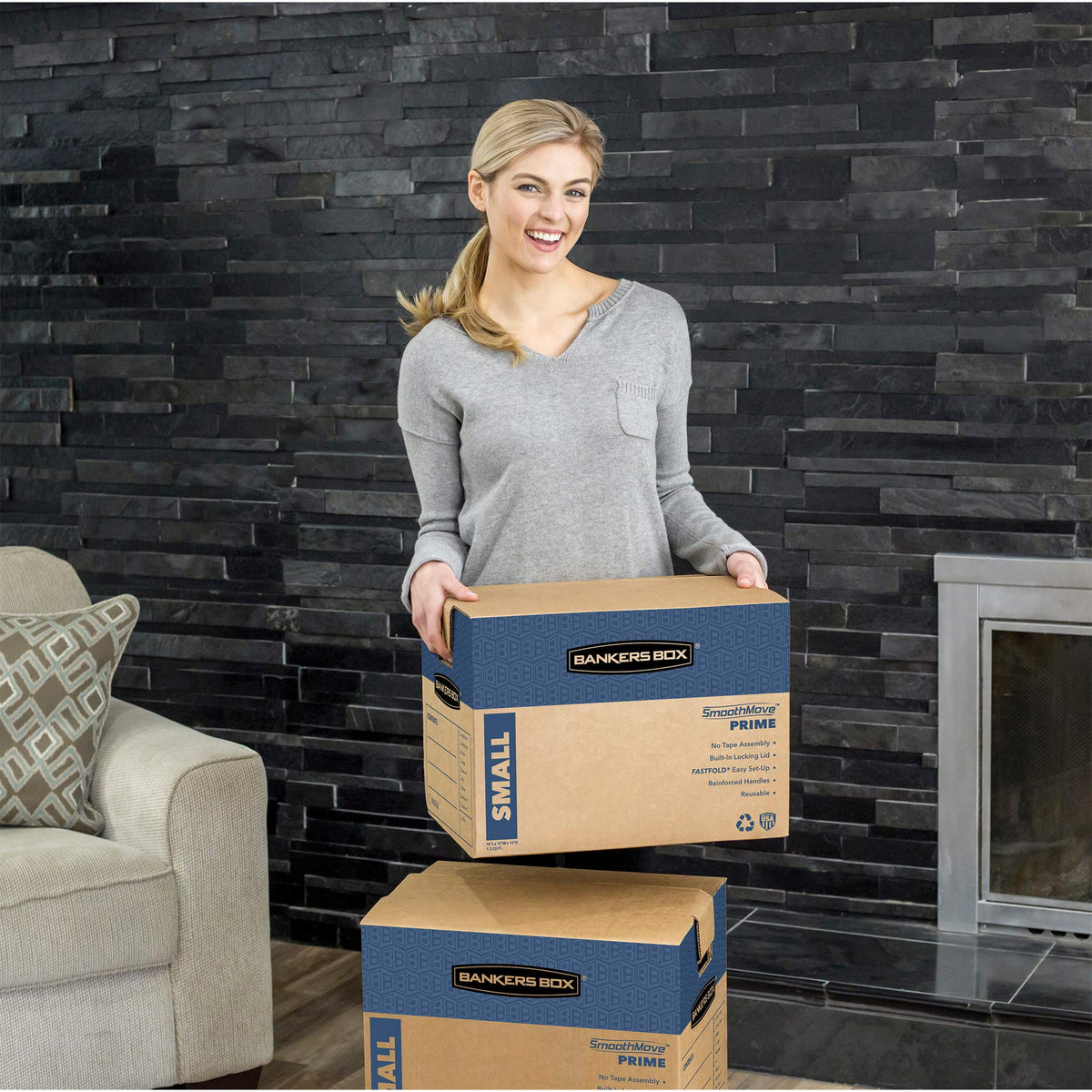 15-Pack Medium Prime HD Moving Boxes with Reinforced Handles by Bankers Box – 15 Pack, Cardboard, 15-Pack, Model 0062805
