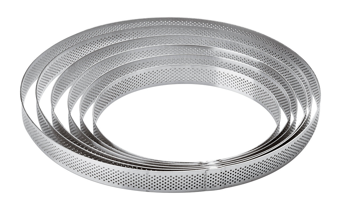 World Cuisine Perforated Tart Ring by PADERNO – D 9in x H 7/8in, Stainless Steel, Gray, Model 47511-23