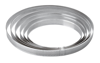 World Cuisine Perforated Tart Ring by PADERNO – D 9in x H 7/8in, Stainless Steel, Gray, Model 47511-23