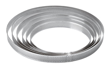 World Cuisine Perforated Tart Ring by PADERNO – D 9in x H 7/8in, Stainless Steel, Gray, Model 47511-23