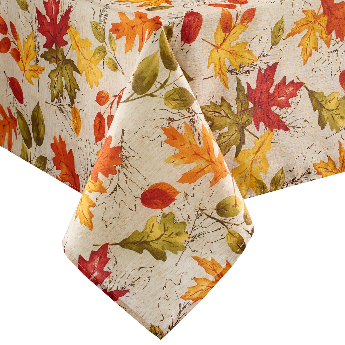 Threadmade Autumn Leaves Tablecloth, 60 x 84 Inch, Multicolor
