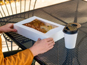 Southern Champion Tray 23033 Paperboard White Lock Corner Window Bakery Box – 4" Length x 4" Width x 4" Height (Case of 200)