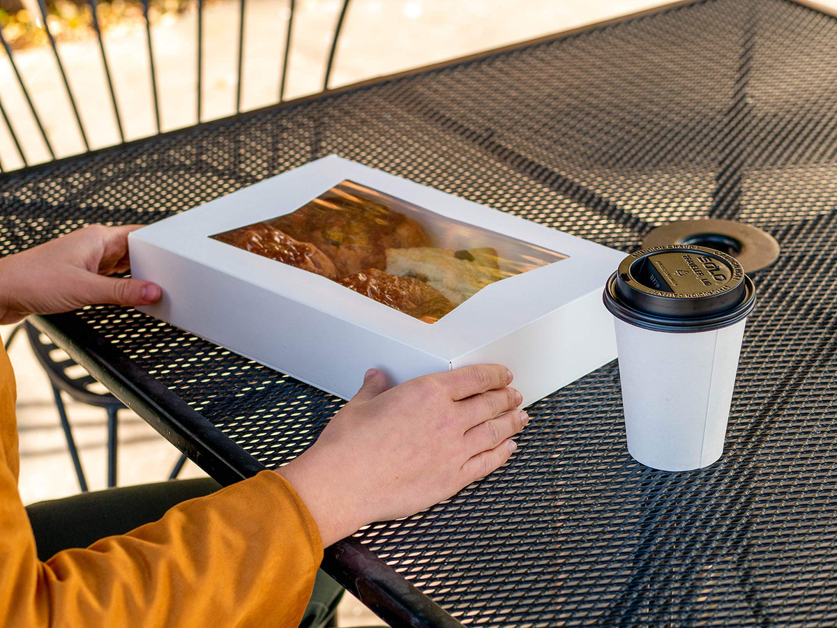 Southern Champion Tray 23033 Paperboard White Lock Corner Window Bakery Box – 4" Length x 4" Width x 4" Height (Case of 200)