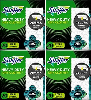 Swiffer Sweeper Heavy Duty Dry Multi-Surface Cloth Refills for Floor Sweeping and Cleaning,Unstopables Fresh Scent,20 Count (Pack of 4)