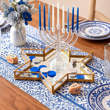 Patelai Star Mirror Tray, Gold Judaica Accent, 12 Inch