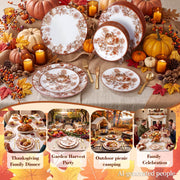Joyido Thanksgiving Plastic Plates, Pomegranate Design, 125 Piece Set