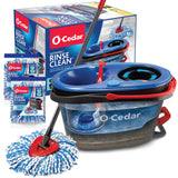 RinseClean Clean Water Spin Mop and Bucket System + 2 Extra Mop Heads | Clean with Clean Water | Removes 99% of Bacteria by O-Cedar – RC + 2 Refill, Plastic, Model 169427
