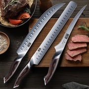 HOSHANHO Butcher Knife Set, 3 Piece High Carbon Steel, Silver