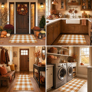COCOENTRY Buffalo Plaid Layering Rug, 28 x 43 Inch, Caramel and White