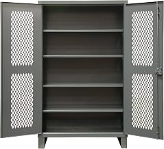 Durham Extra Heavy Duty Welded 12 Gauge Steel Lockable Ventilated Storage Cabinet, HDCV244878-4S95, 1200 lbs Shelf Capacity, 24" Length x 48" Width x 78" Height, 4 Shelves
