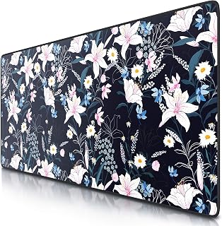 CSL - XXL Gaming Mouse Mat 900 x 400 mm - XXL Mouse Mat Large with Motif - Table Mat Large Size - Improves Precision and Speed - Also for Roccat Razer Logitech Mouse and Keyboard - Flowers