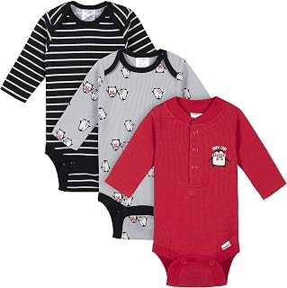 Gerber Baby Boys' 3-Pack Long Sleeve Thermal Onesies Bodysuits