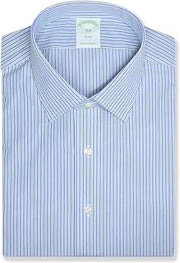 Brooks Brothers Mens Slim Fit All Cotton Mixed Stripe Semi Spread Shirt,