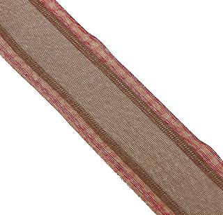 Reliant Ribbon Linen Gingham Edge Value Wired Edge Ribbon, 2-1/2 Inch X 50 Yards, Natural/red