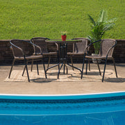 Flash Furniture Clear/Dark Brown / Table + 4 Chair / Round Table + 4 Chairs Table & Chair Sets