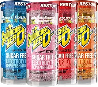 Sqwincher Qwik Stik, Sugar Free, Assorted Flavors, .11oz Packet, 200 Pack | Zero sugar electrolyte mix; fast-dissolving single-serve sticks; just add to 20oz water bottle for quick on-the-go hydration