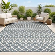 JONATHAN Y Moroccan Reversible Washable Indoor Outdoor Area Rug 5X8 Navy/Cream, Zana Modern Geometric for Backyard, Patio, Porch, Easy-Cleaning, High Traffic, Pet-Friendly, Non-Shedding (SVH110A-5)
